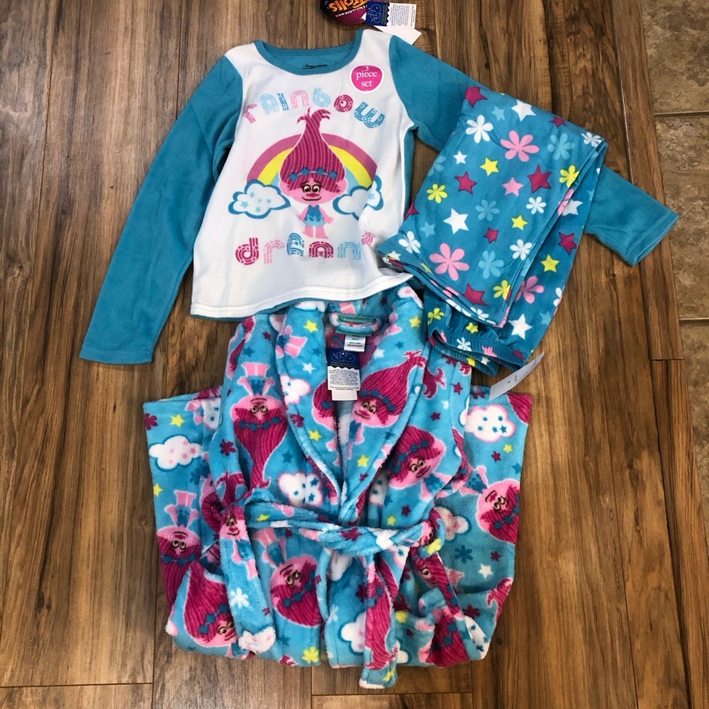 TROLLS GIRLS 3-PC ROBE & PAJAMA SET SIZE 8